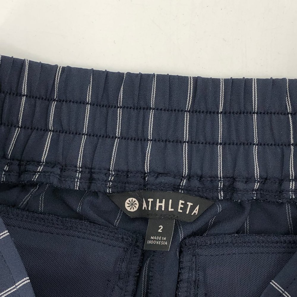 Athleta Blue Striped Wide Leg Pants | Casual to Special Event - Picture 3 of 6